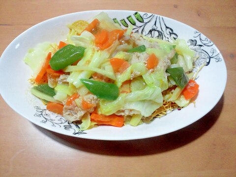 残り物の野菜で、皿うどん♪